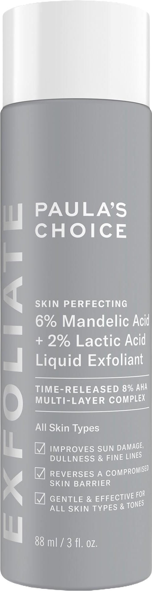 6% Mandelic Acid + 2% Lactic Acid AHA Liquid Exfoliant for Dark Spots, Textured Skin