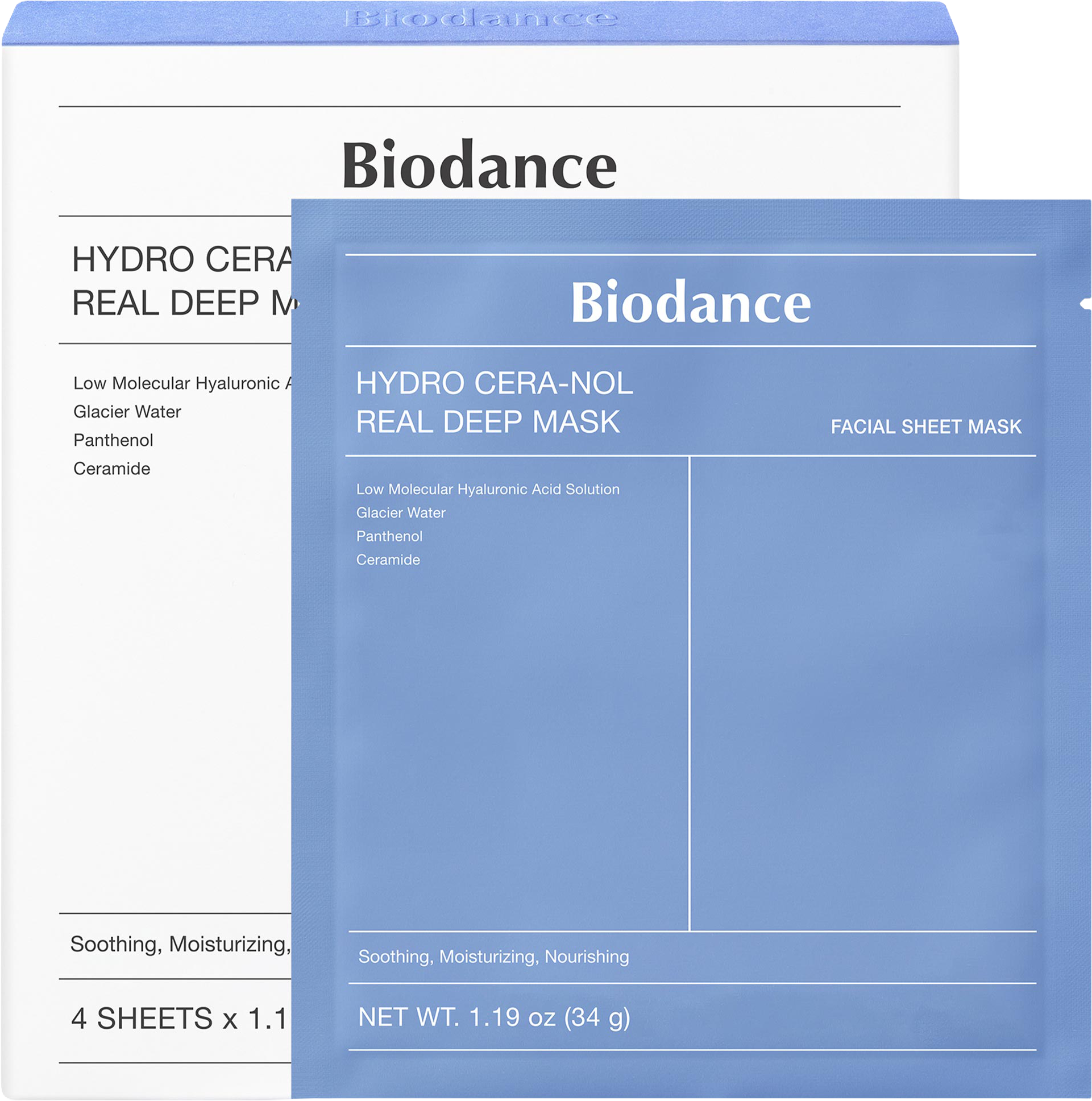 Hydro Cera-nol Real Deep Mask - 4 pack for Dryness Relief & Redness Soothing