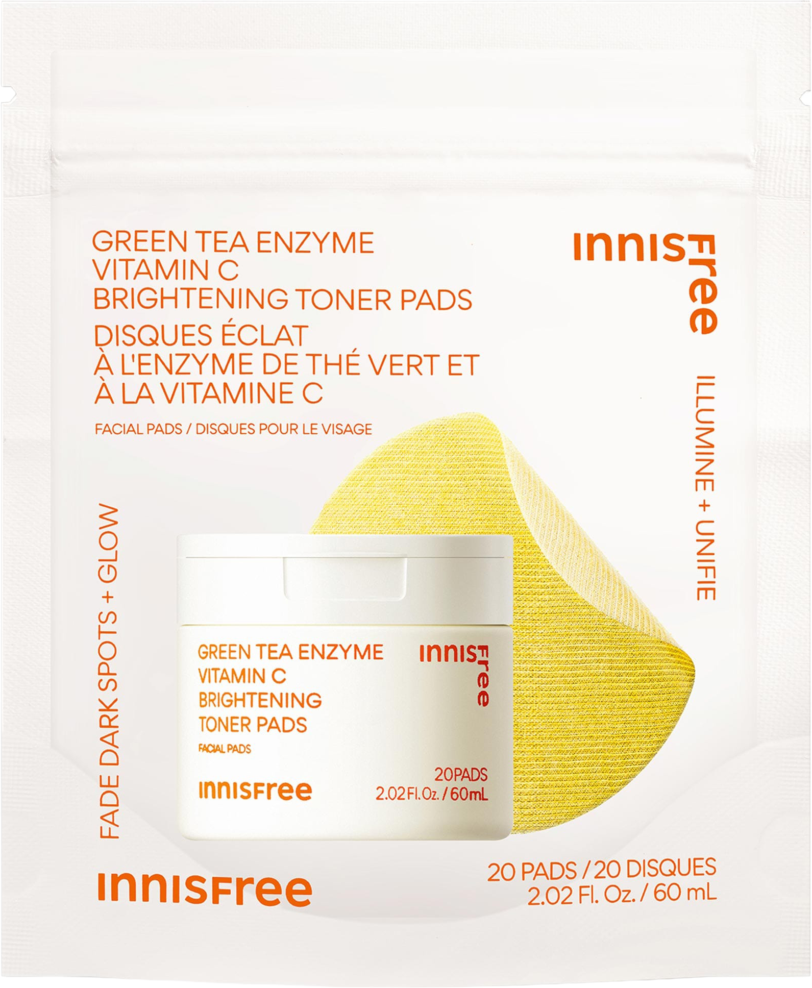 Mini Daily Vitamin C Korean Brightening Toner Pads with Niacinamide for Dark Spots​